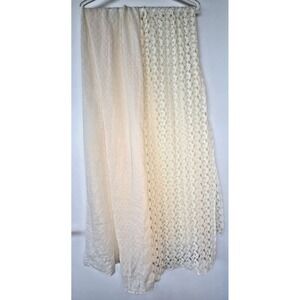 Ivory White Lace Sheer Scarf Crochet Shawl Mesh Coquette Fairy Flowy Whimsy
